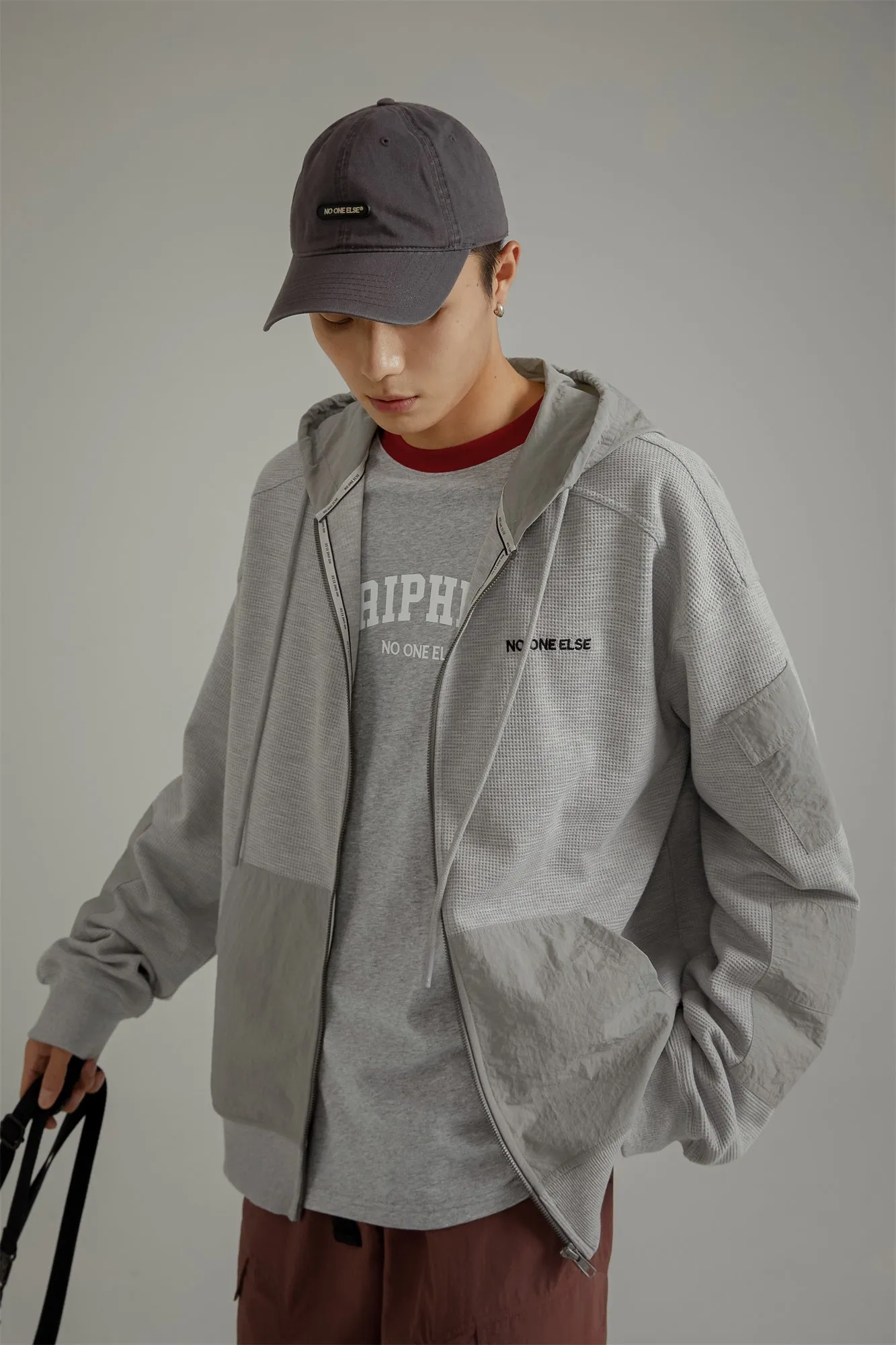 Basicdrawstring Zip-Up Hoodie