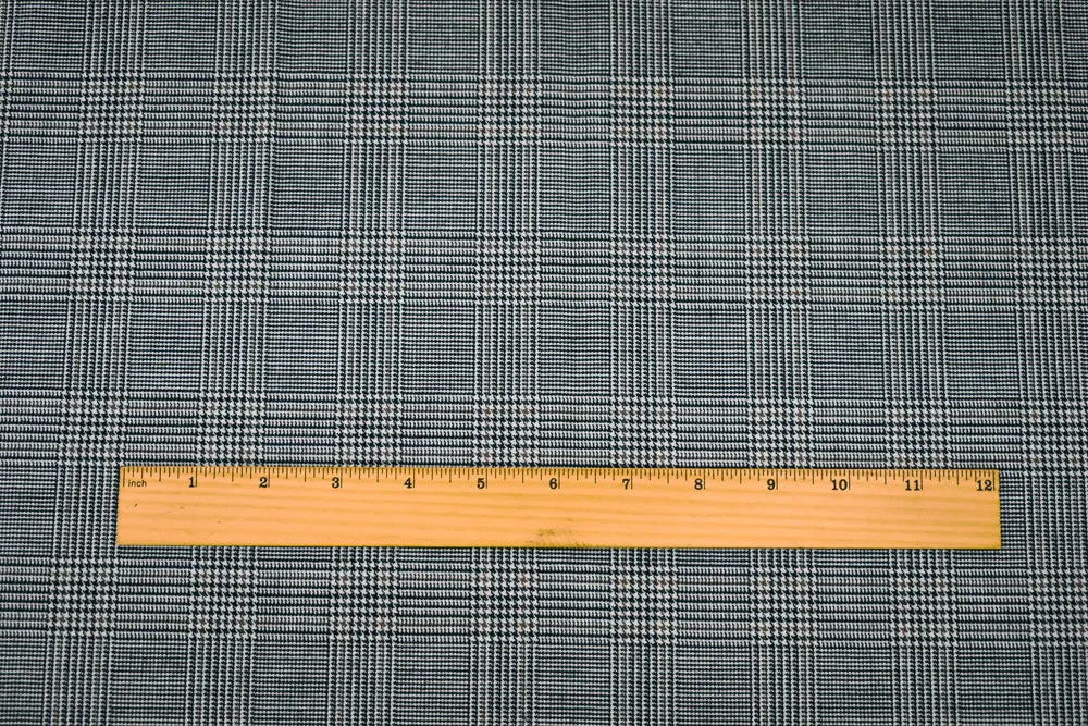 Black-Brown-White Polyester Wool Glen Plaid Woven Suiting Woven Fabric