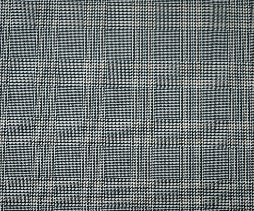 Black-Brown-White Polyester Wool Glen Plaid Woven Suiting Woven Fabric