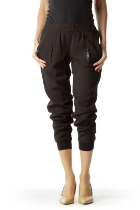 Black Crepe Tapered Pant