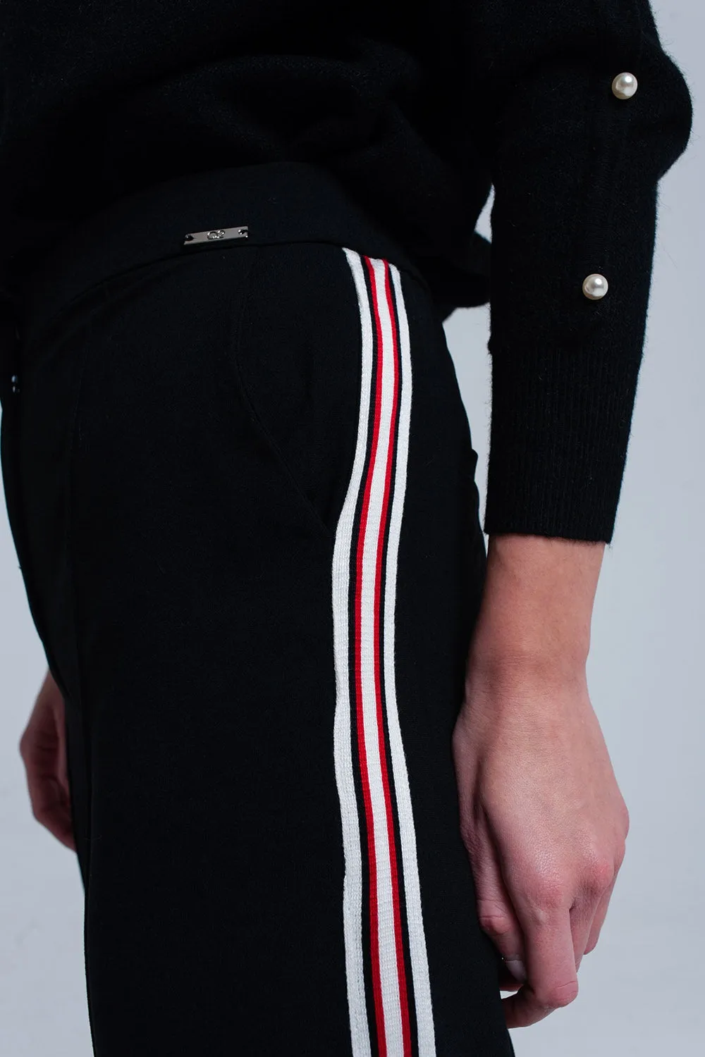 Black pants with stripe detail