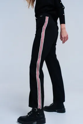 Black pants with stripe detail