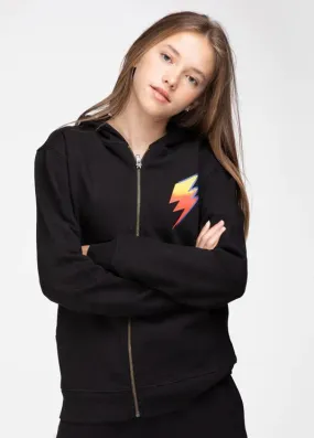 Black Thunderbolt Zip Up Hoodie