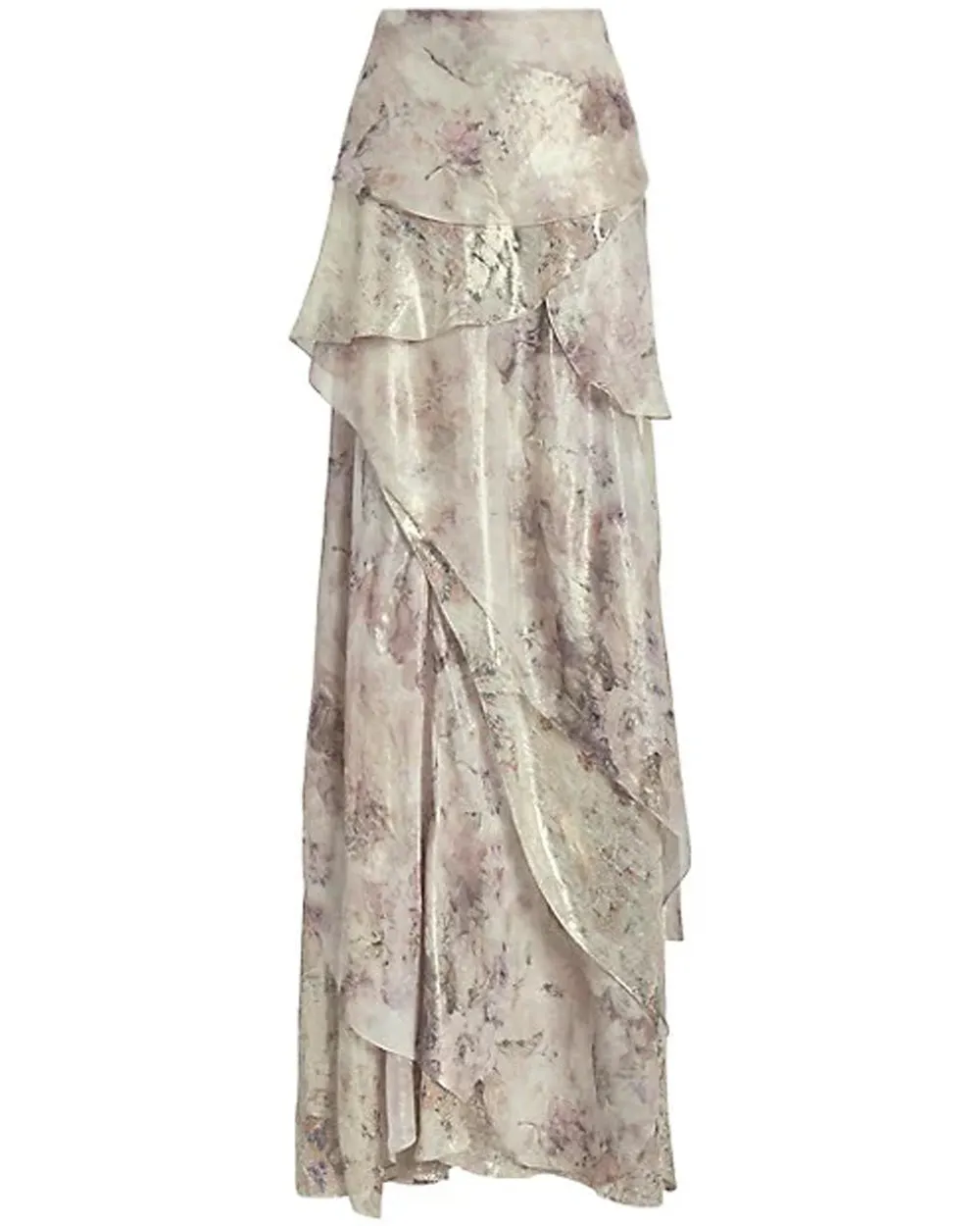 Blush Metallic Birgita Tiered Maxi Skirt