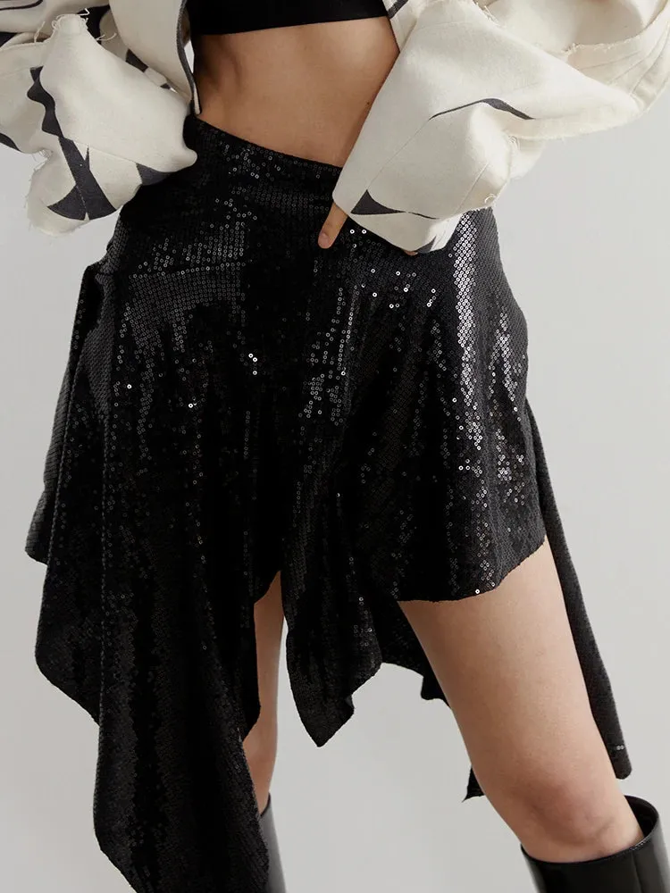 Bracadi Asymmetrical Sequin Skirt