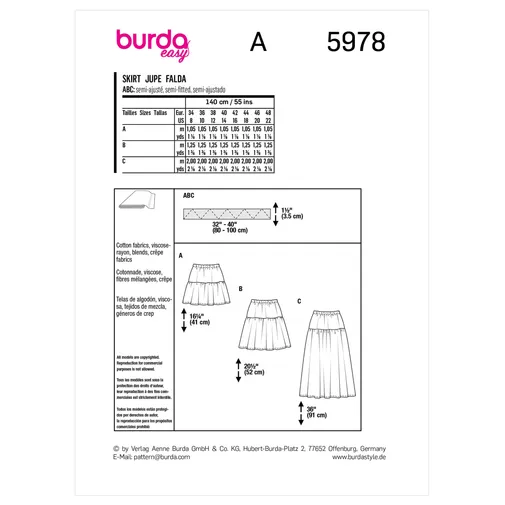 Burda Tiered Skirts 5978