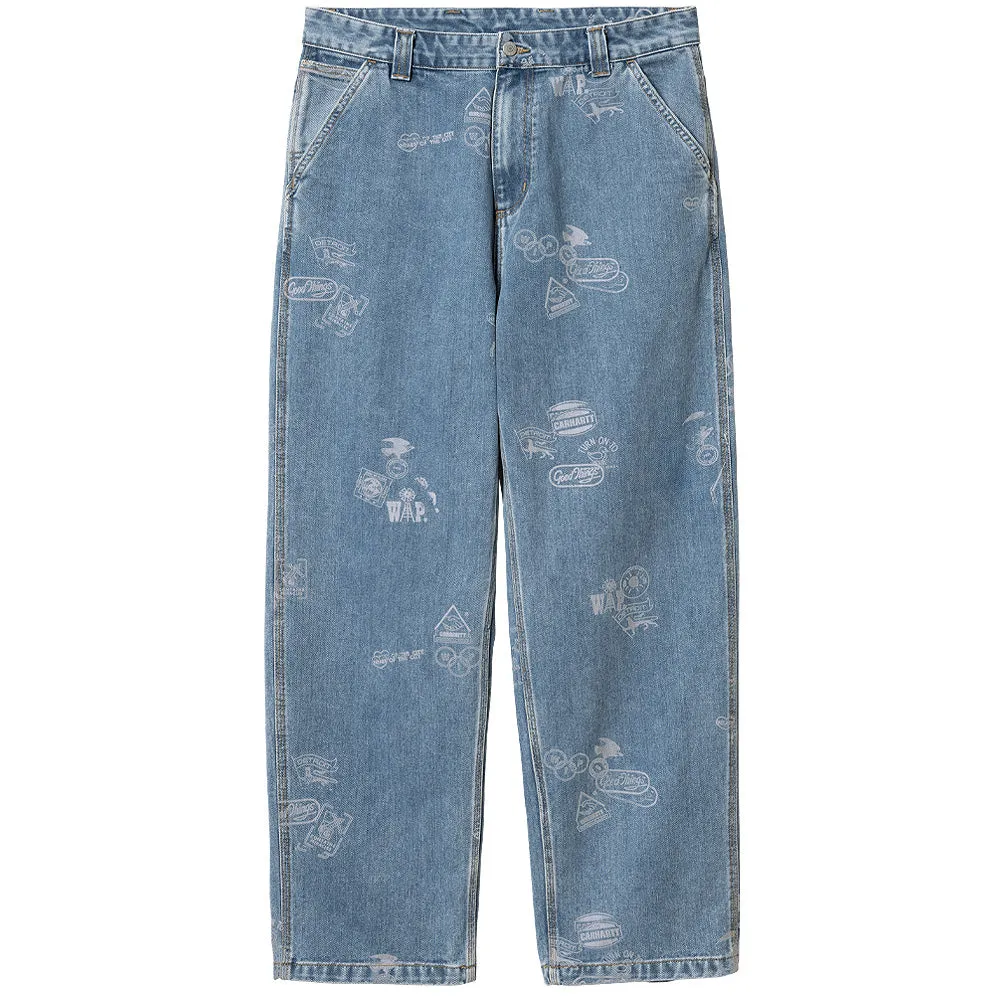 CARHARTT WIP STAMP PANT // STAMP PRINT/BLUE (BLEACHED)