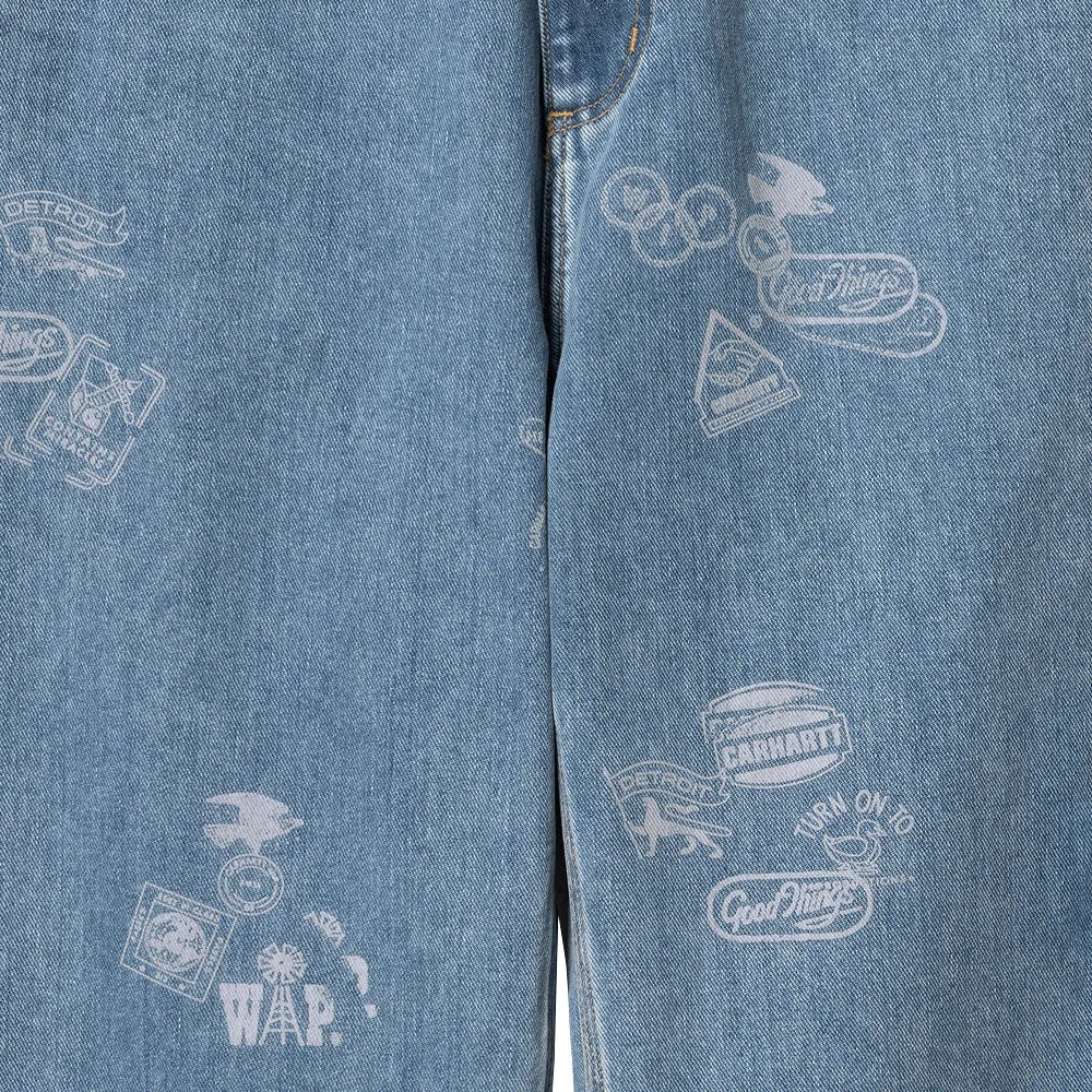 CARHARTT WIP STAMP PANT // STAMP PRINT/BLUE (BLEACHED)