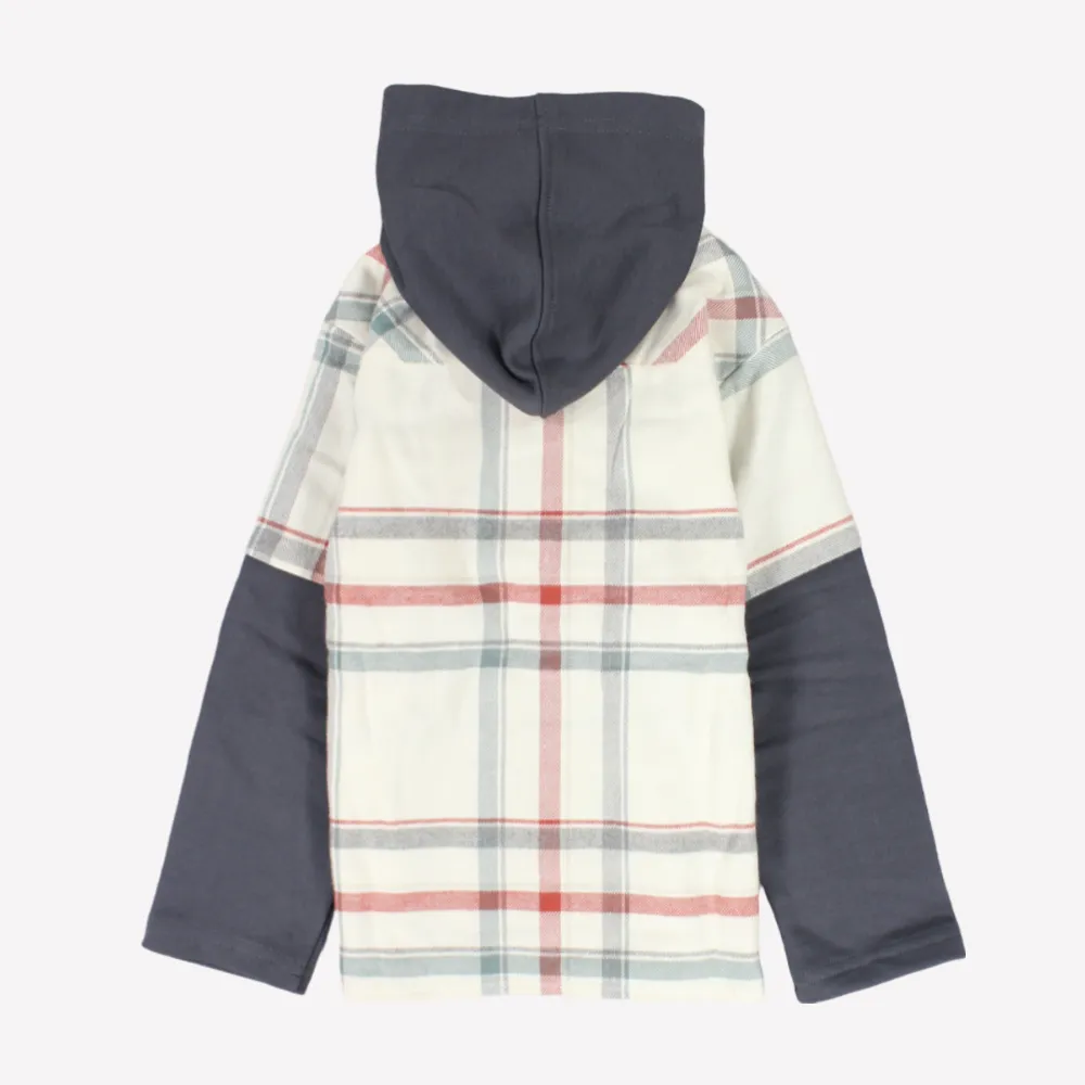 Checkered Long-Sleeved Hooded Shirt