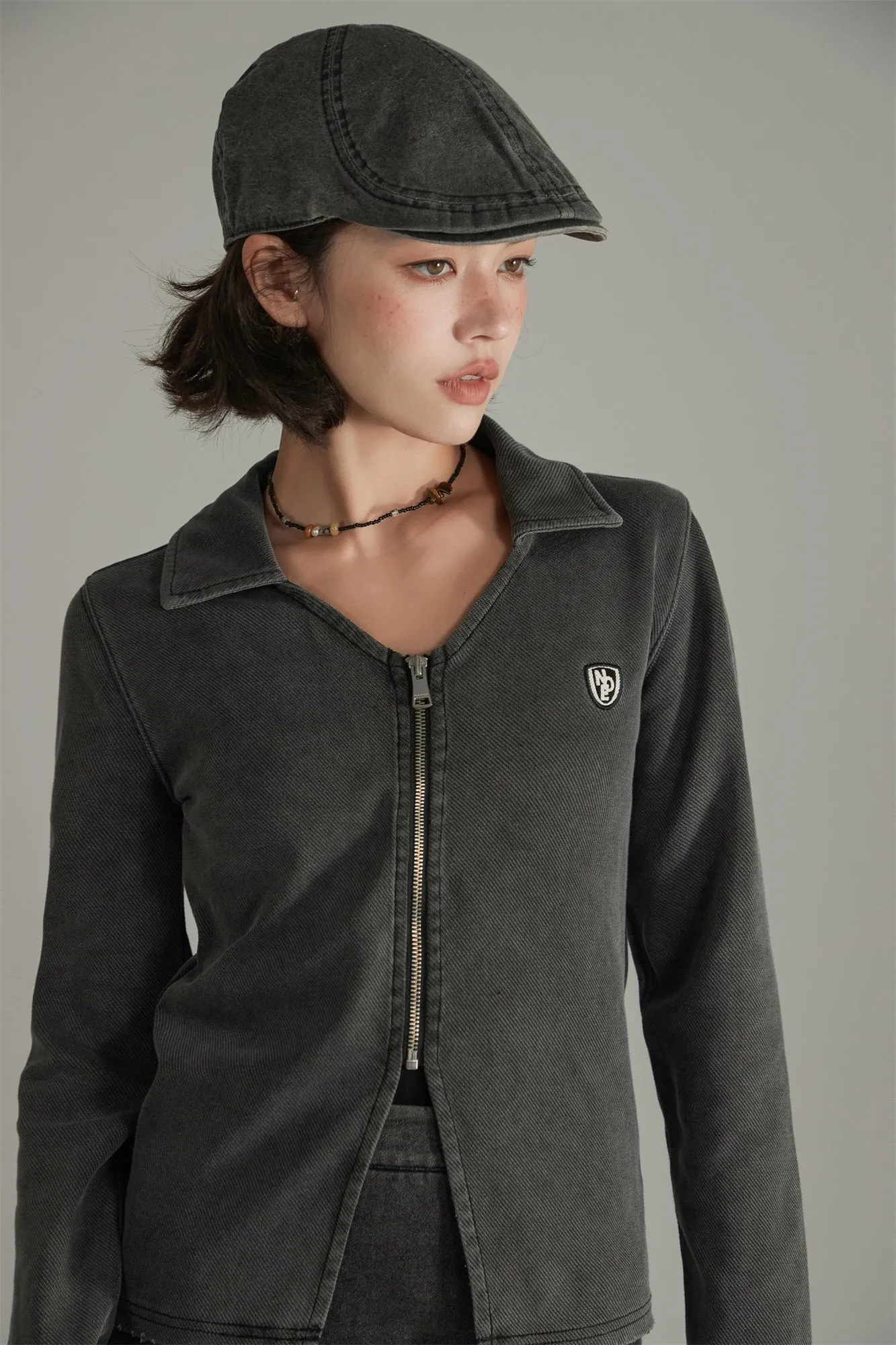 Collar Long Sleeve Zip-Up