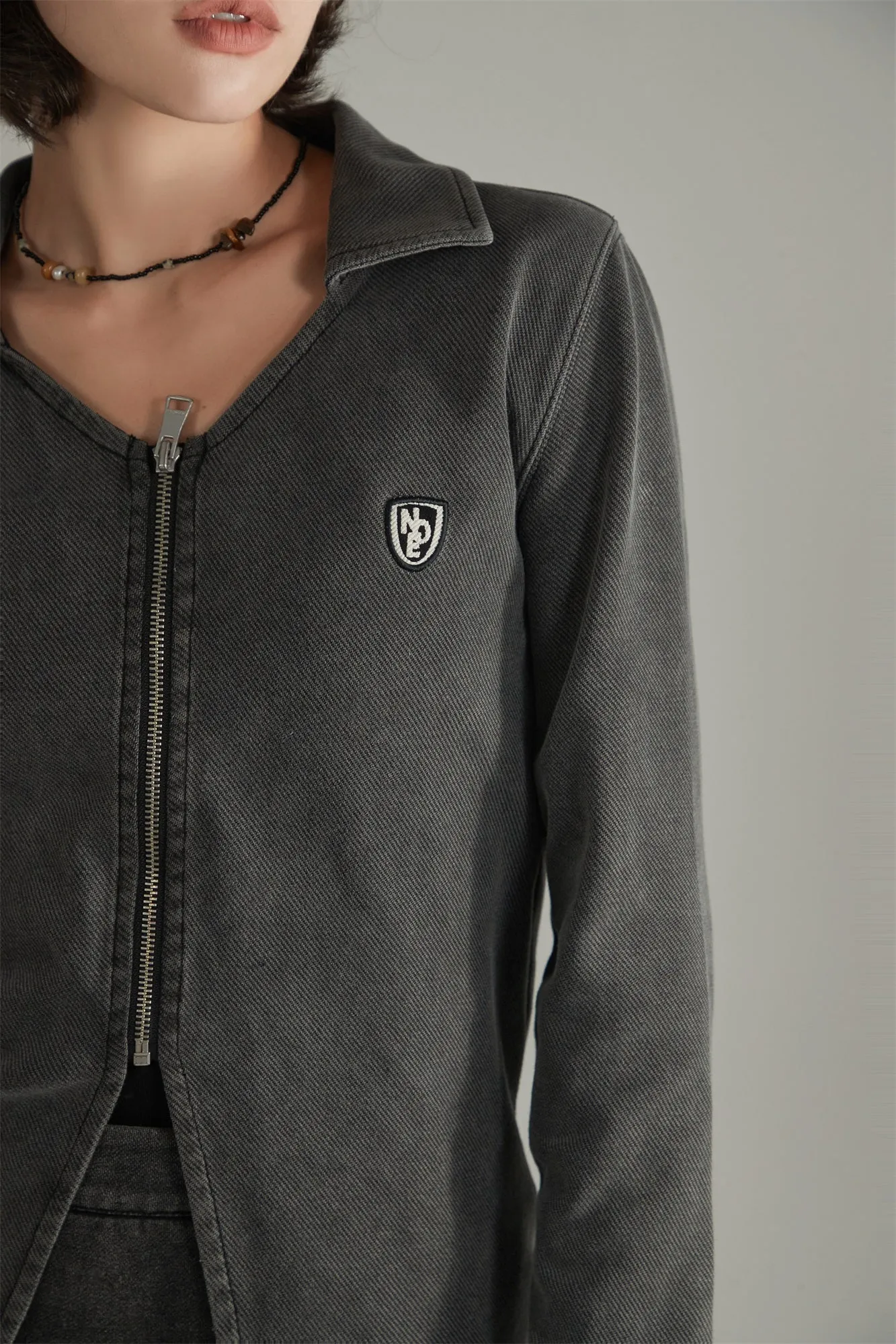 Collar Long Sleeve Zip-Up