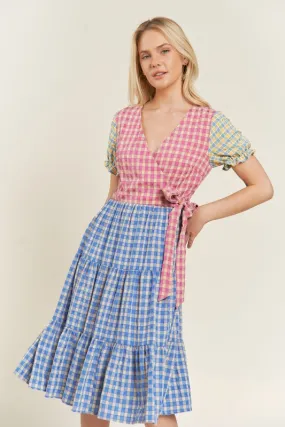 Colorblock gingham Dress