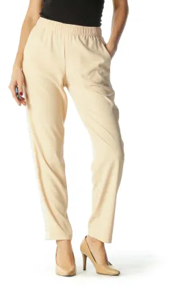 Cream Lace Tapered Pants