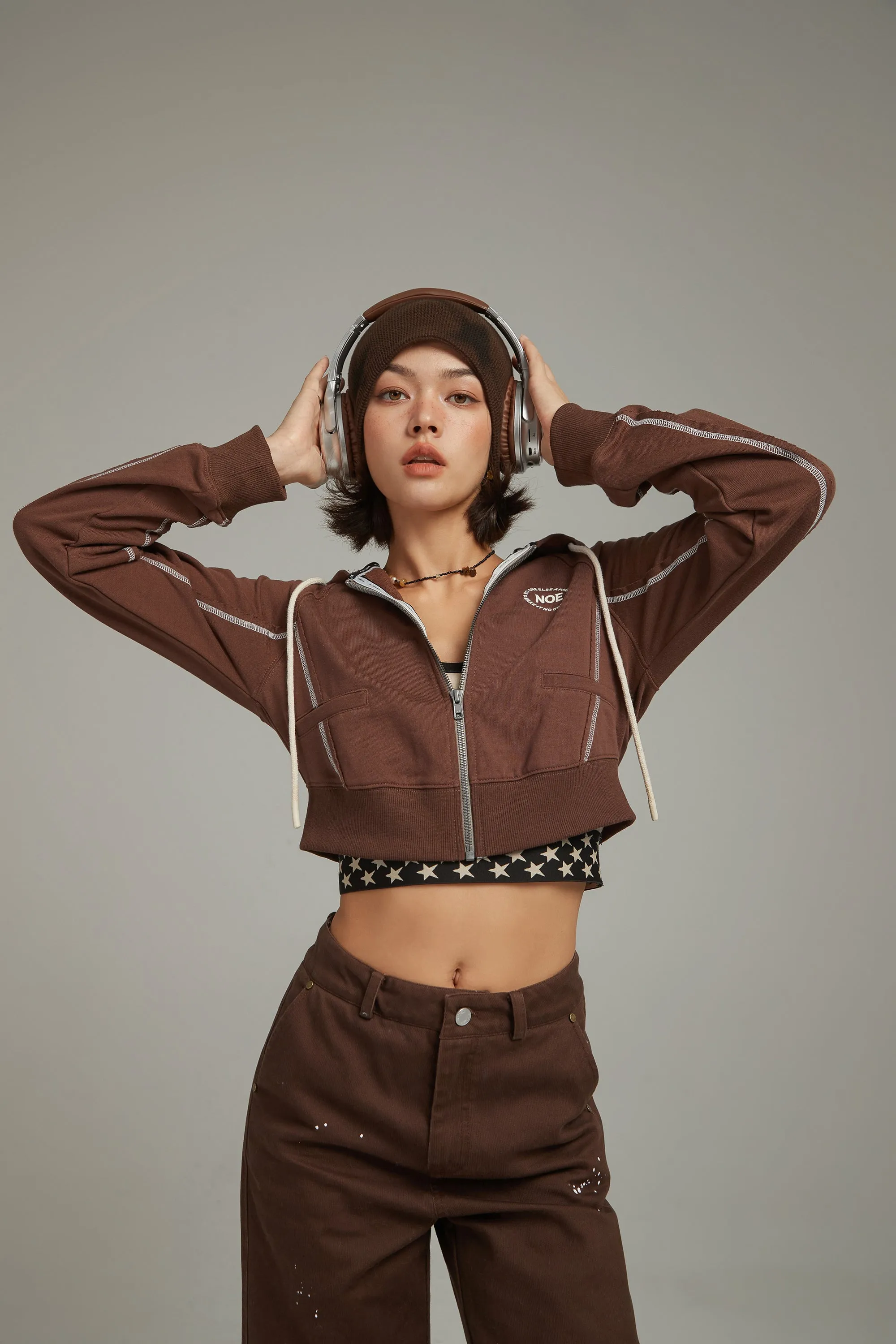 Cropped Zip-Up Hoodie