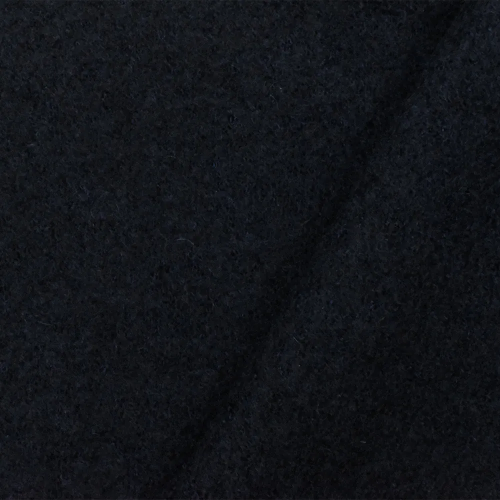 Deep Blue Solid Wool Poly Brushed Boucle Knit Jacketing Fabric