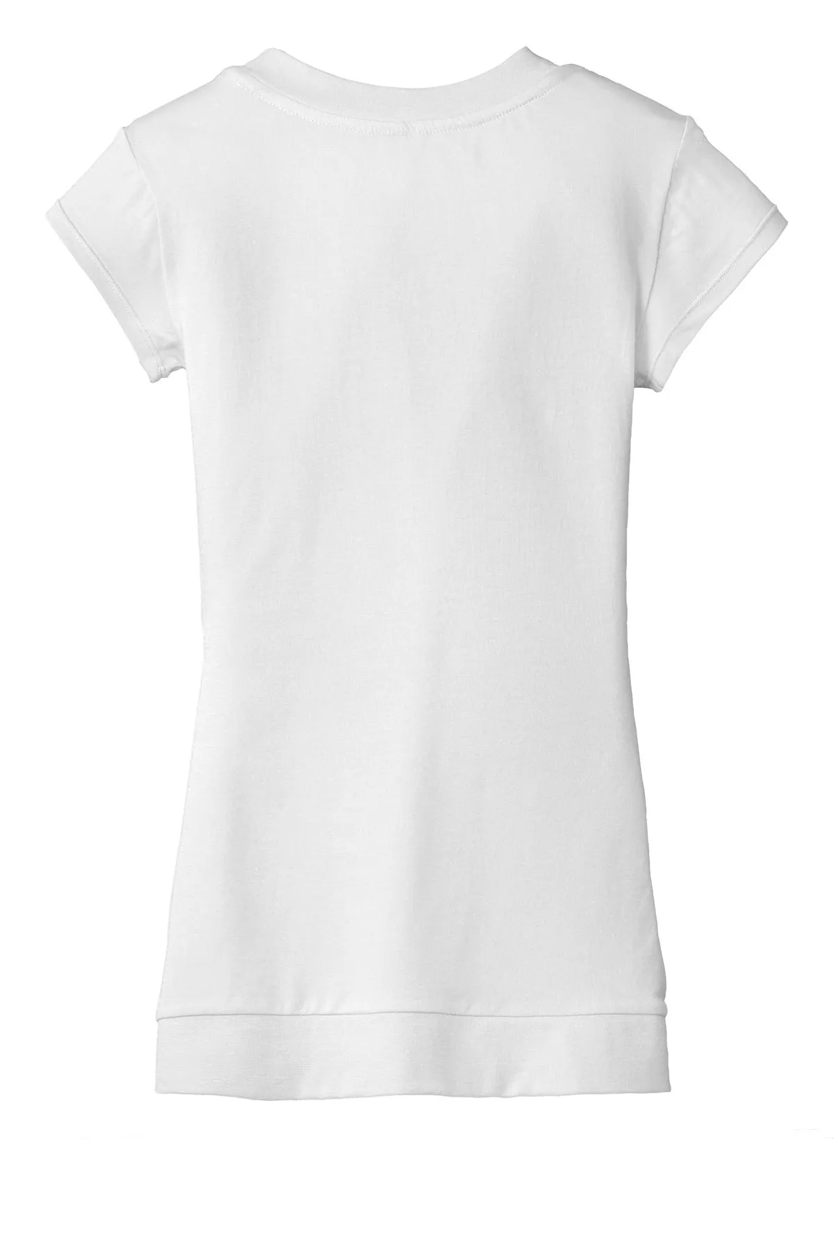 District - Juniors Cotton/Spandex Banded V-Neck Tee. DT247