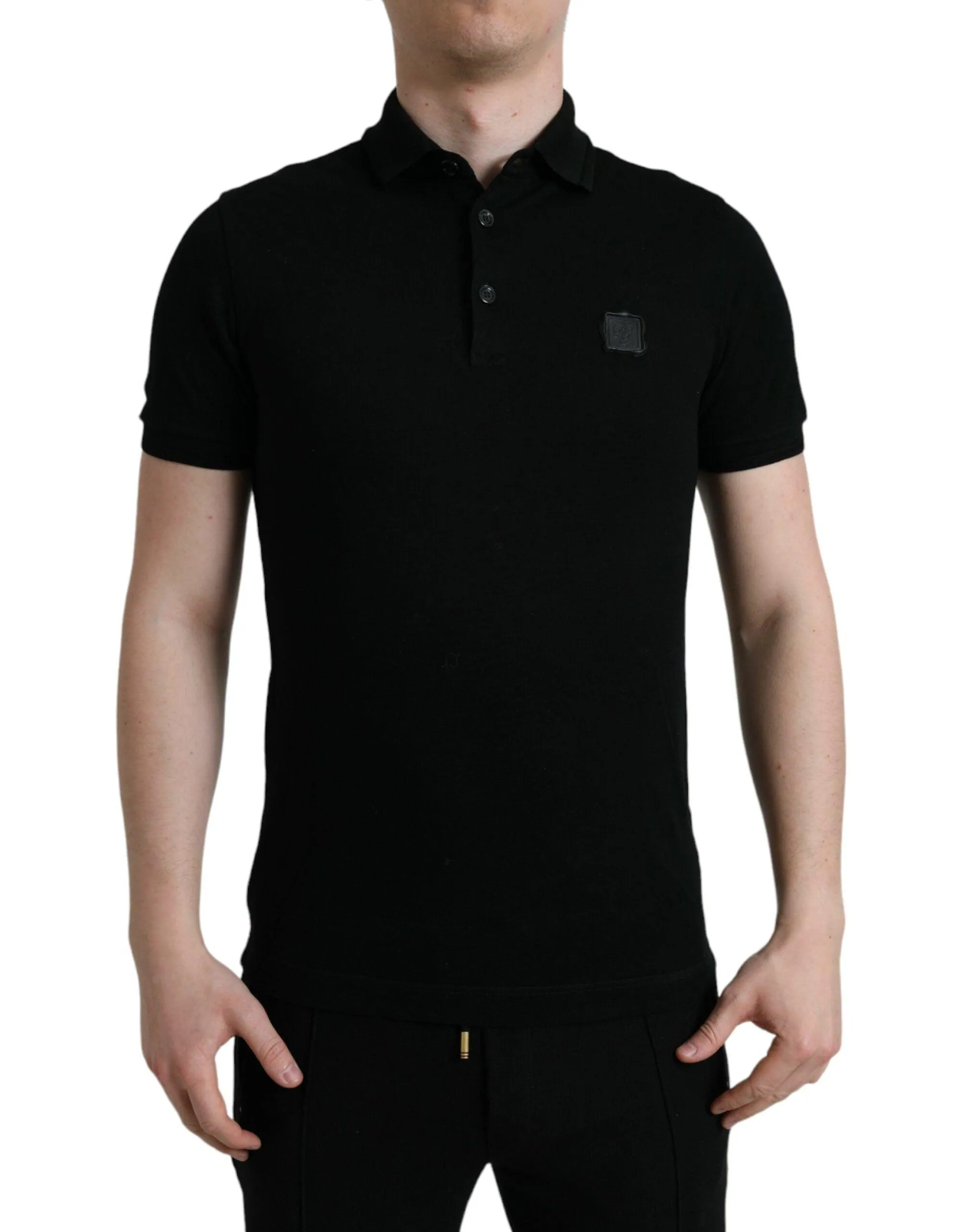 Dolce & Gabbana Black Logo Collared Short Sleeve T-shirt