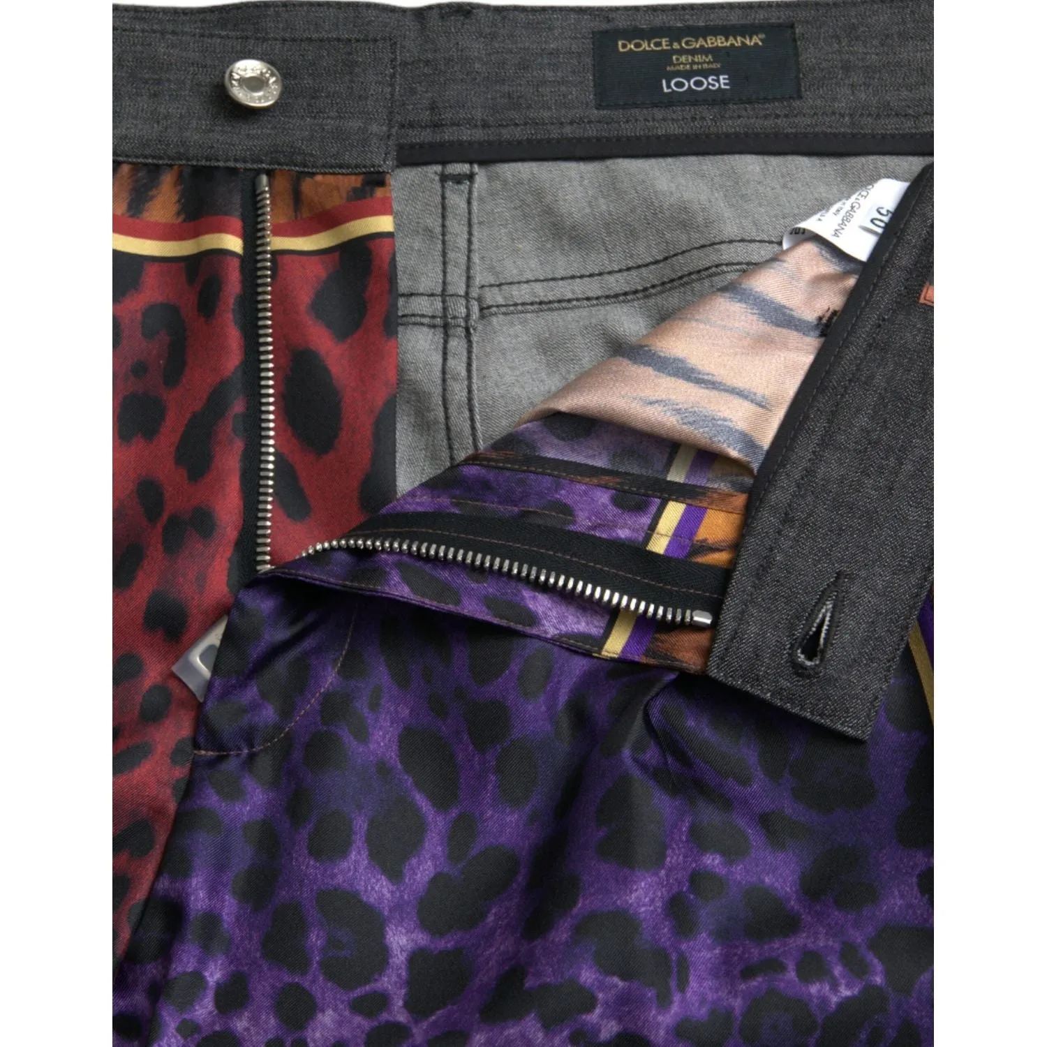 Dolce & Gabbana Multicolor Tiger Leopard Cotton Loose Tapered Pants