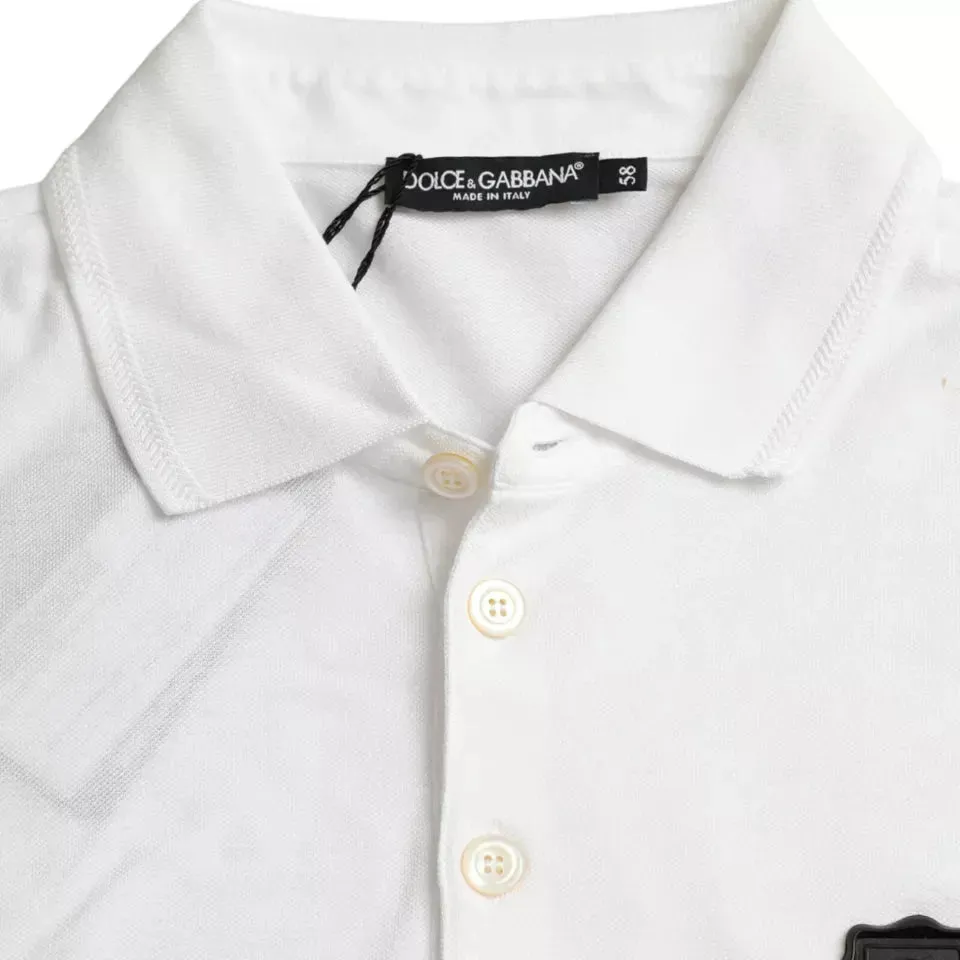 Dolce & Gabbana White Logo Collared Short Sleeve T-shirt