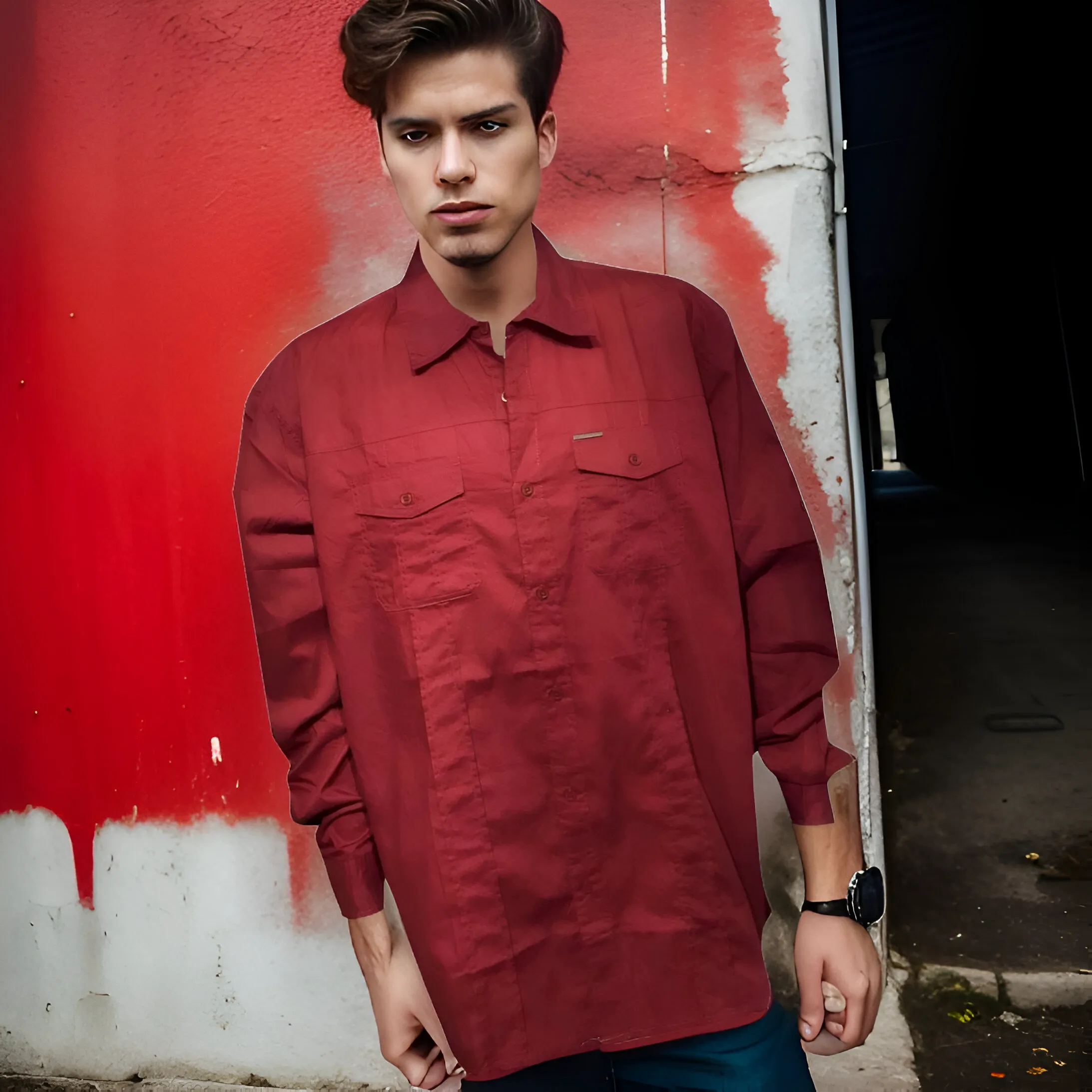 ^ECKO UNLIMITED^ ~WINE RED~ LONG SLEEVE DRESS SHIRT