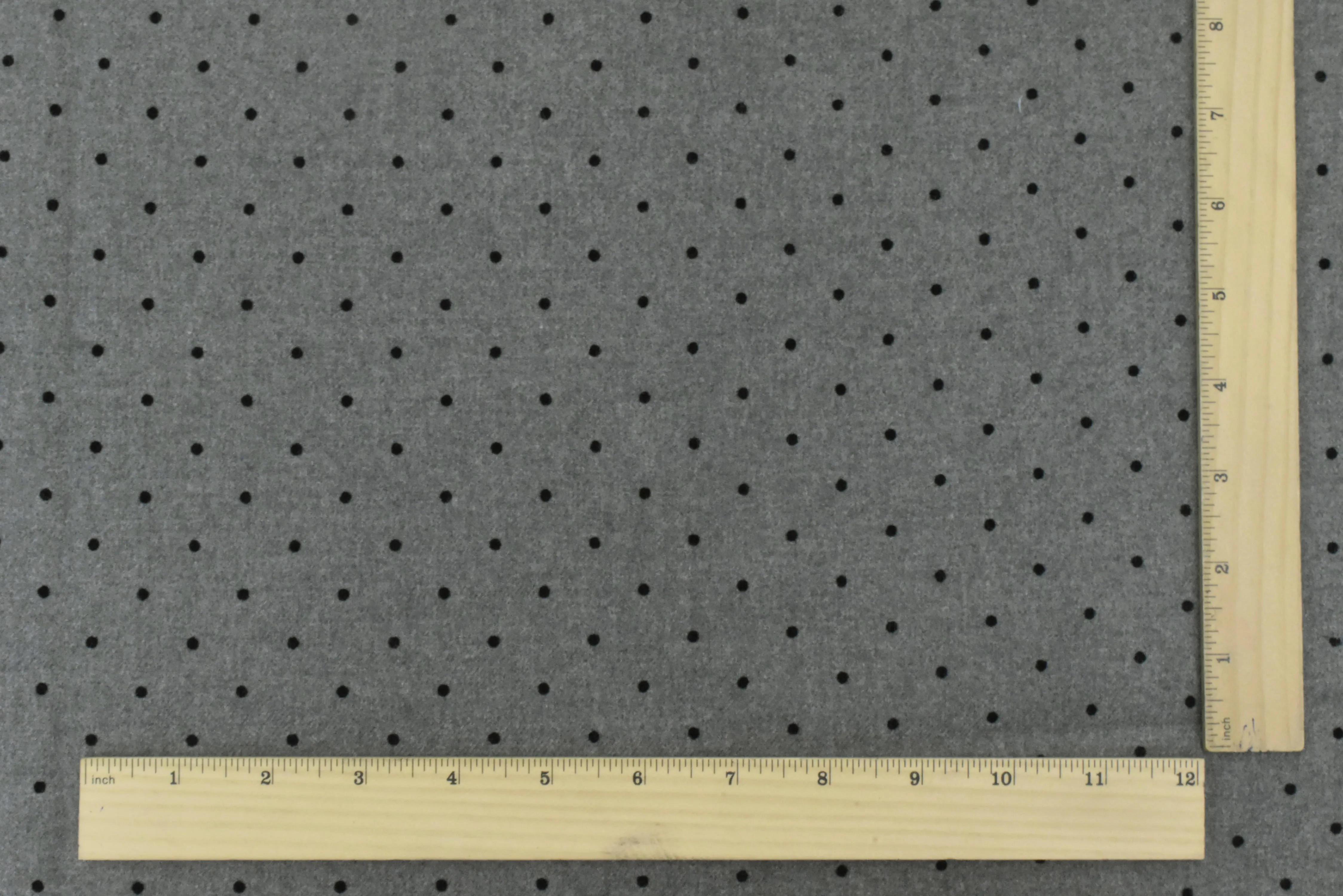 Gray-Black Dot Velvet Flocked Poly-Wool Brushed Twill Jacketing Fabric