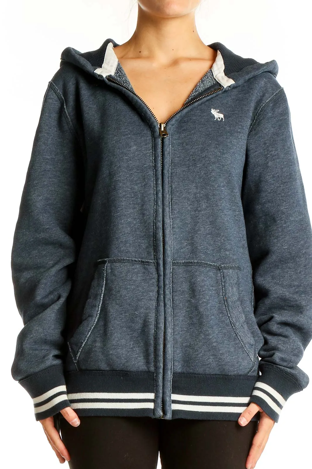 Gray Hooded Zip-Up Jacket