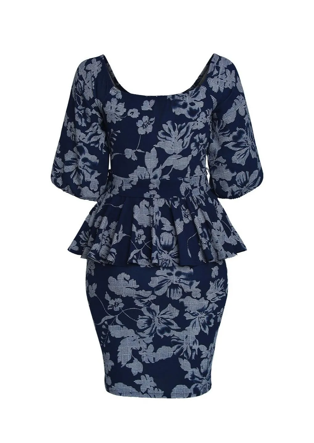 Hi Curvy Plus Size Women Off Shoulder Floral Print Peplum Dress