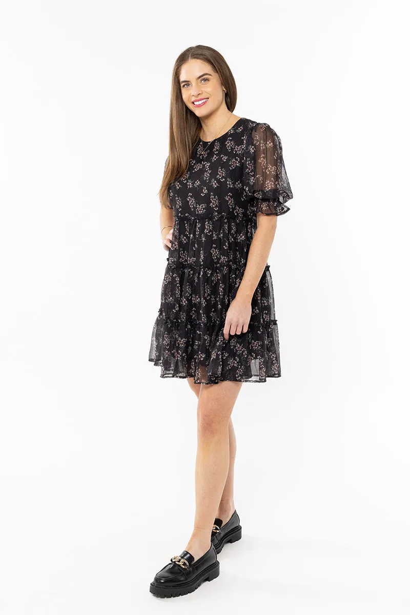 Liela   Luca - Claire Tiered Mini Dress - Black Blush