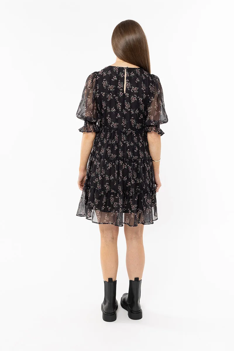 Liela   Luca - Claire Tiered Mini Dress - Black Blush