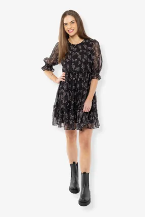 Liela   Luca - Claire Tiered Mini Dress - Black Blush