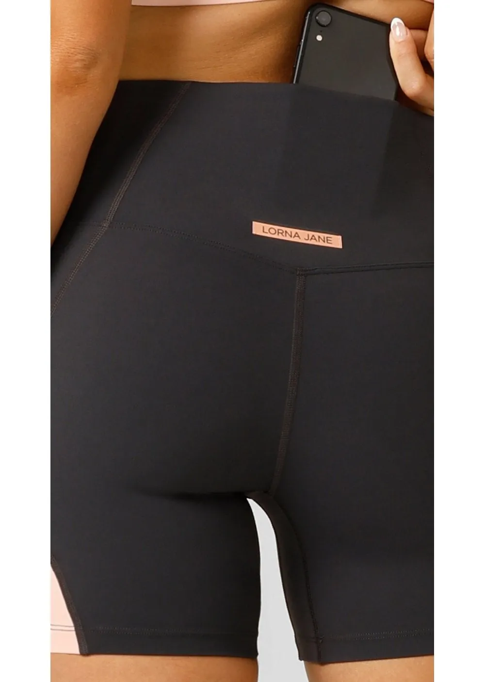 Lorna Jane Embrace Your Pace Pocket 12cm Bike Short - Dark Titanium Multi