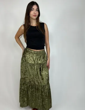 Luxe Velvet Tiered Skirts- Peridot