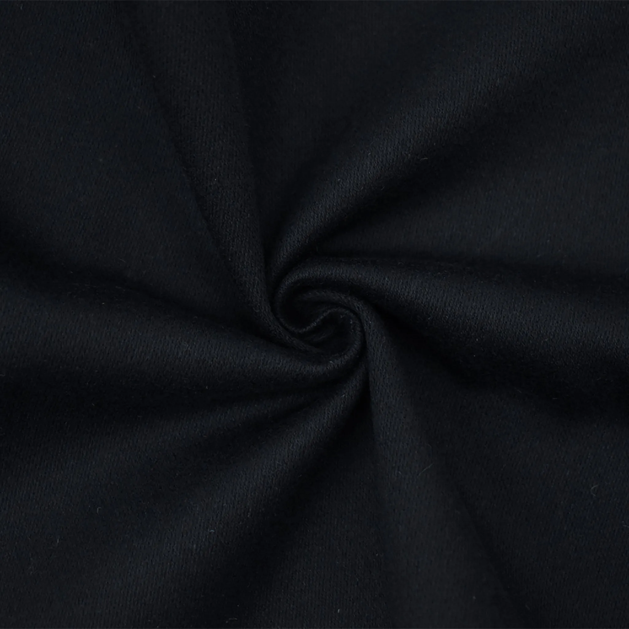 Midnight Black Wool Blend Solid Double Twill Jacketing Fabric