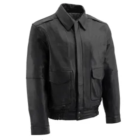 Milwaukee Leather Men's Classic Black Bomber Leather Jacket SFM1519