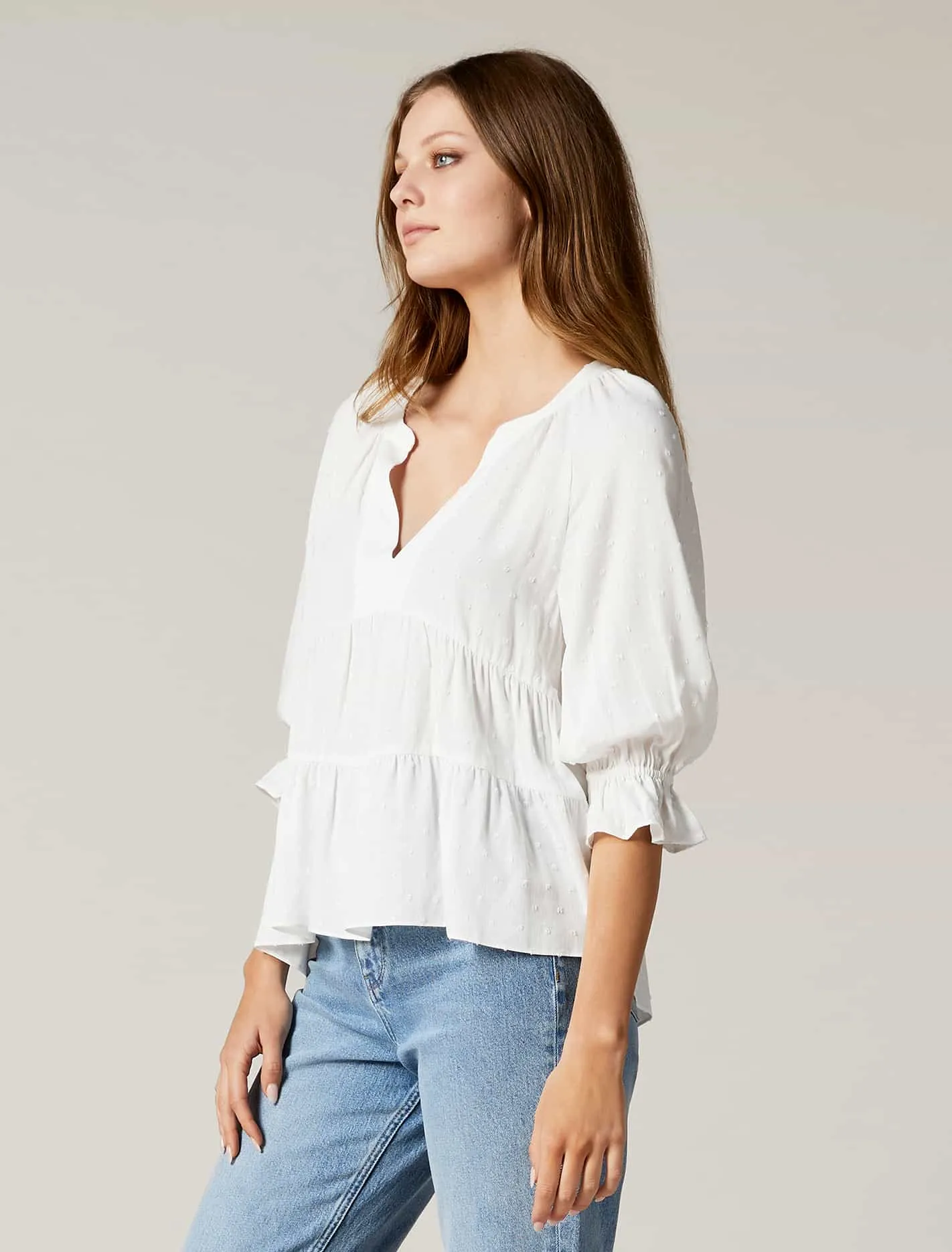 Nancy Tiered Dobby Blouse