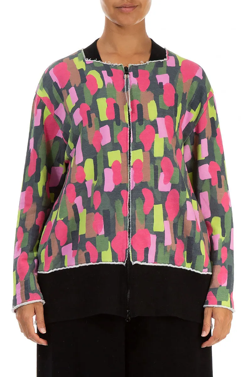 Paint Mosaic Cotton Jersey Bomber Jacket