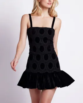 PatBo Velvet Lace Sleeveless Mini Dress Black