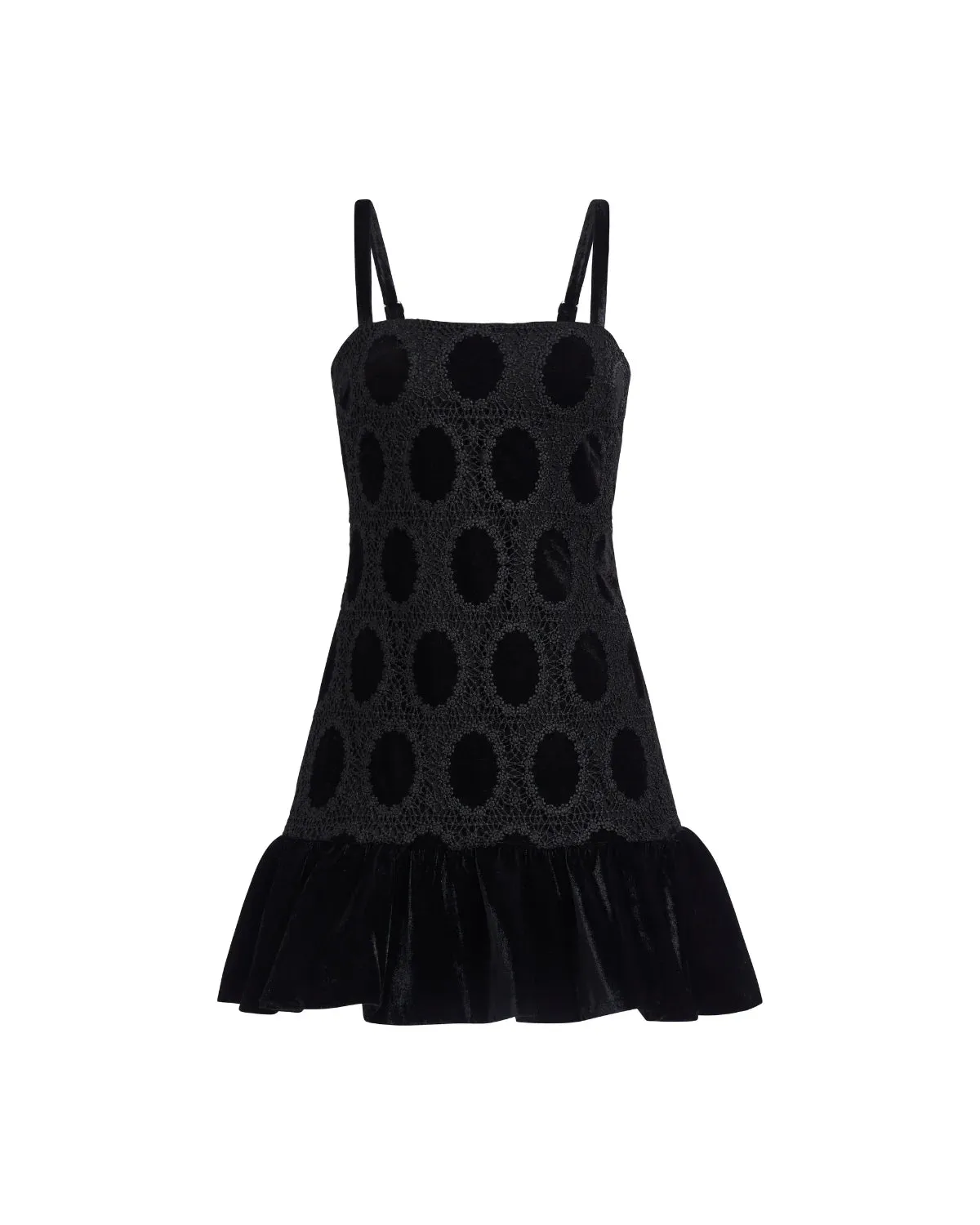 PatBo Velvet Lace Sleeveless Mini Dress Black