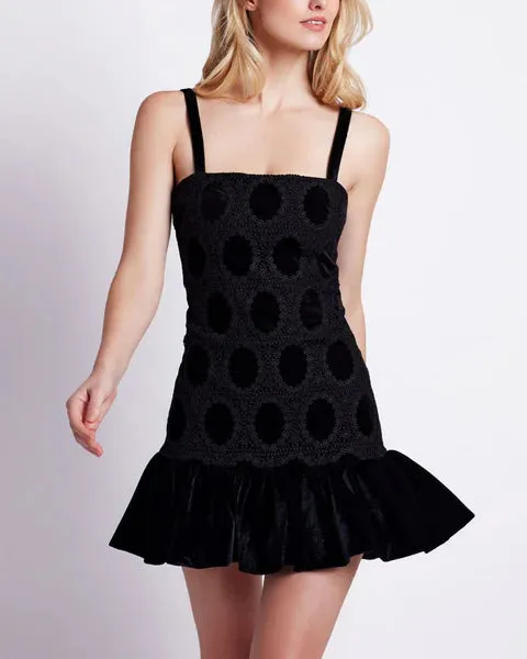 PatBo Velvet Lace Sleeveless Mini Dress Black