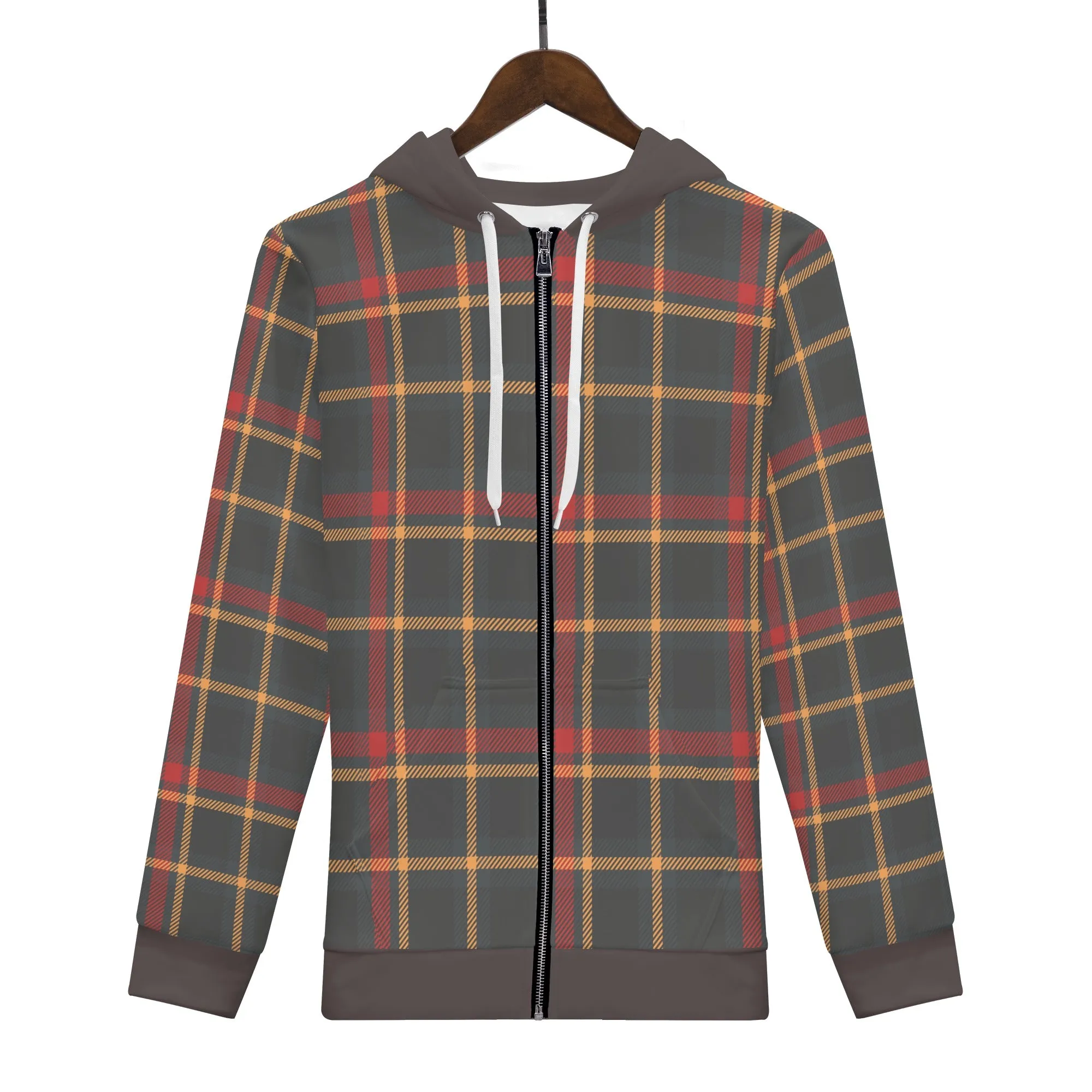 Plaid Coozy Womens  Zip Up Hoodie