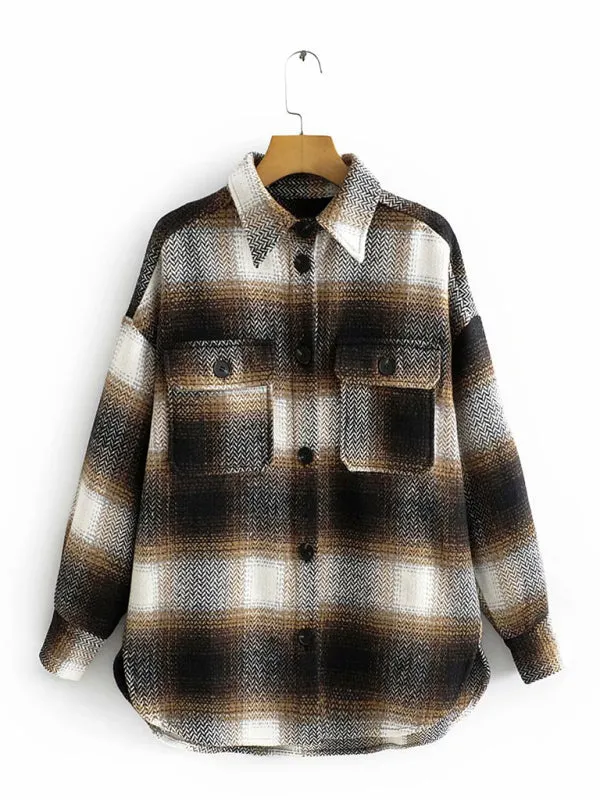 Plaid Woolen Oversized Shirt Jacket