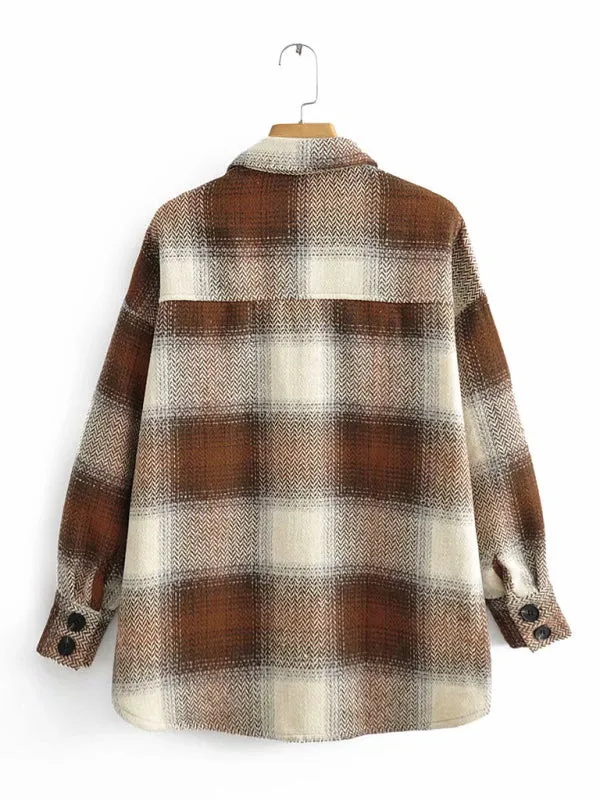 Plaid Woolen Oversized Shirt Jacket