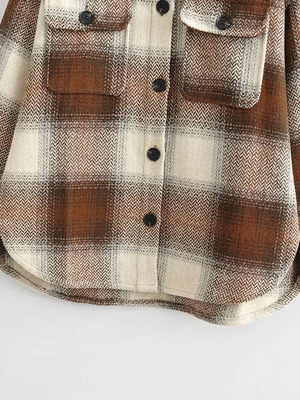 Plaid Woolen Oversized Shirt Jacket