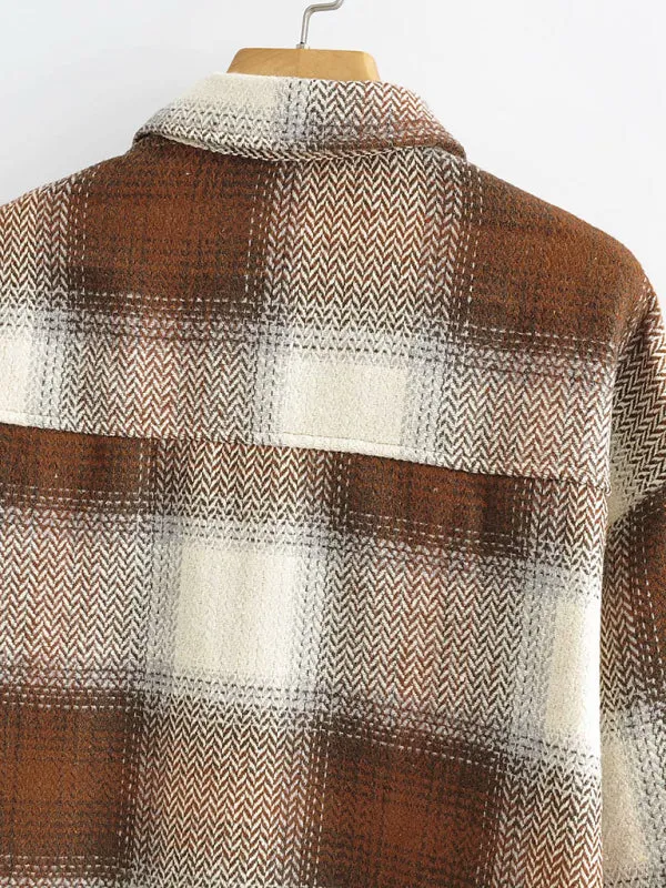 Plaid Woolen Oversized Shirt Jacket