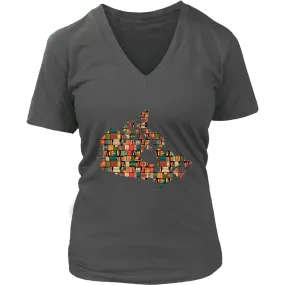 "Canada Bookish Map" V-neck Tshirt