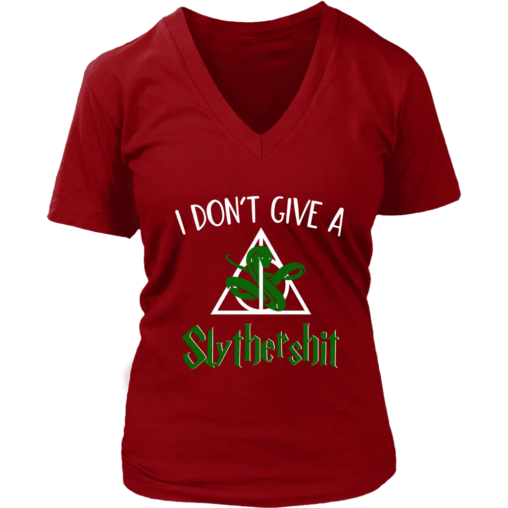 "i Don't Give A Slythershit" V-neck Tshirt