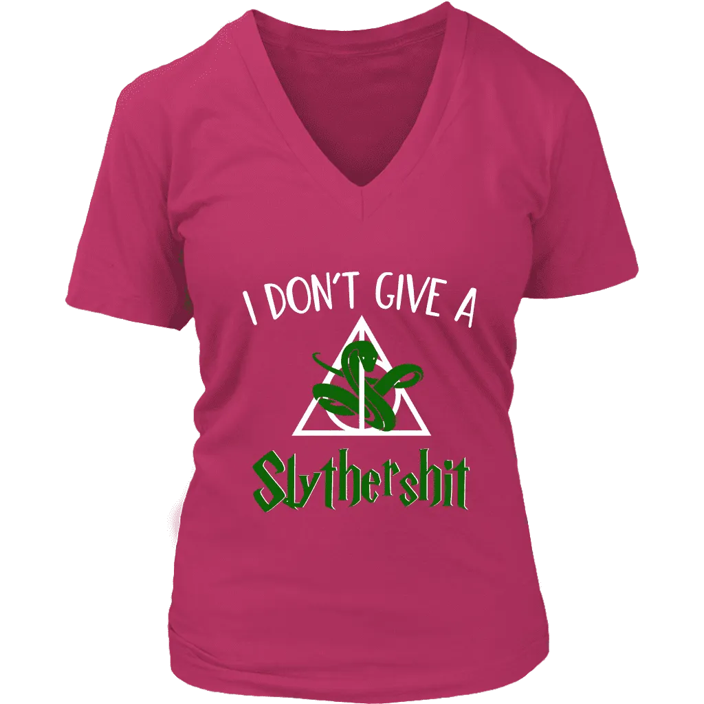 "i Don't Give A Slythershit" V-neck Tshirt