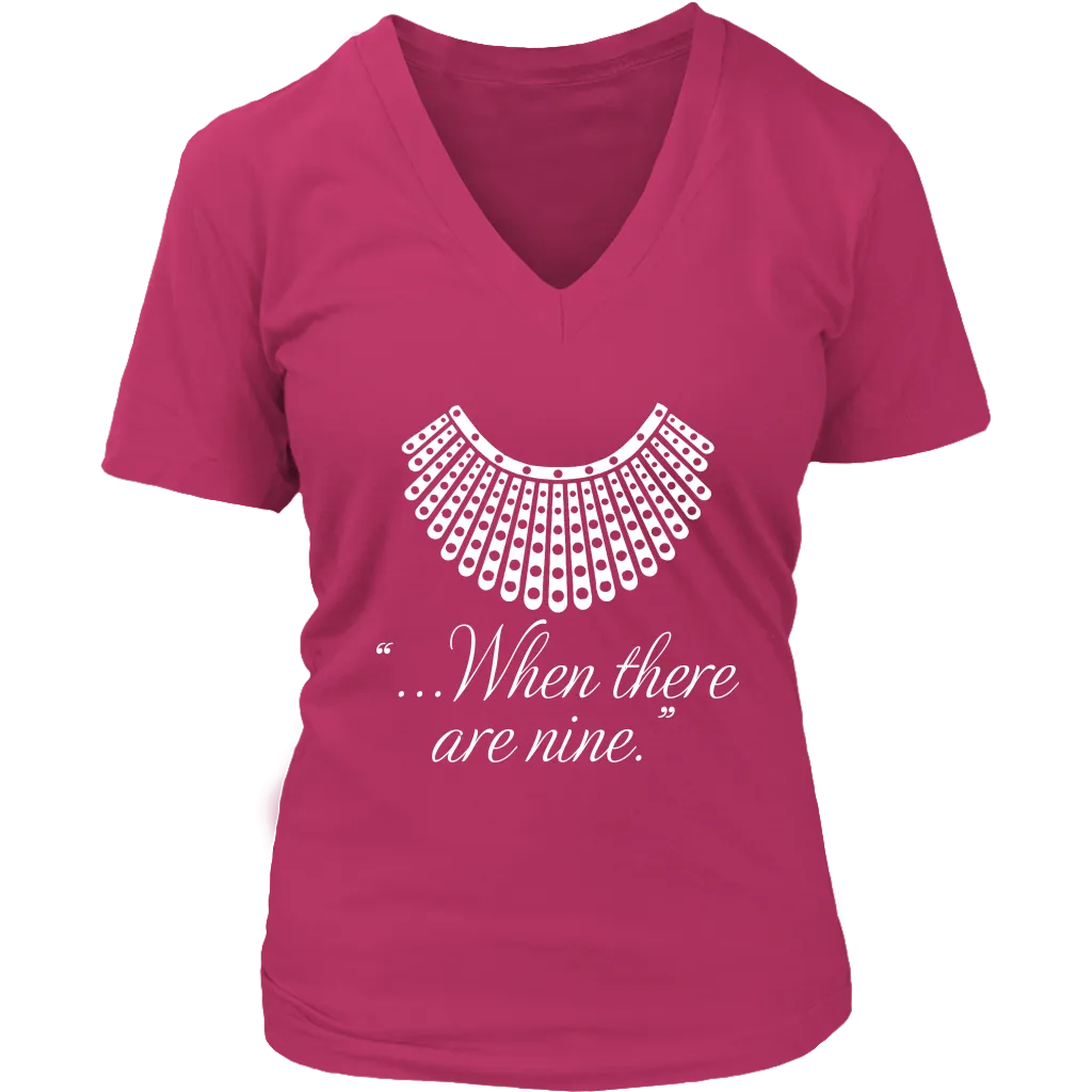 "When there are nine" V-neck Tshirt