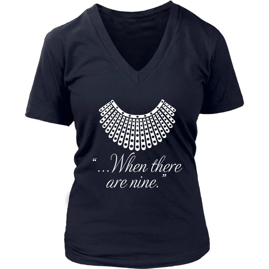 "When there are nine" V-neck Tshirt