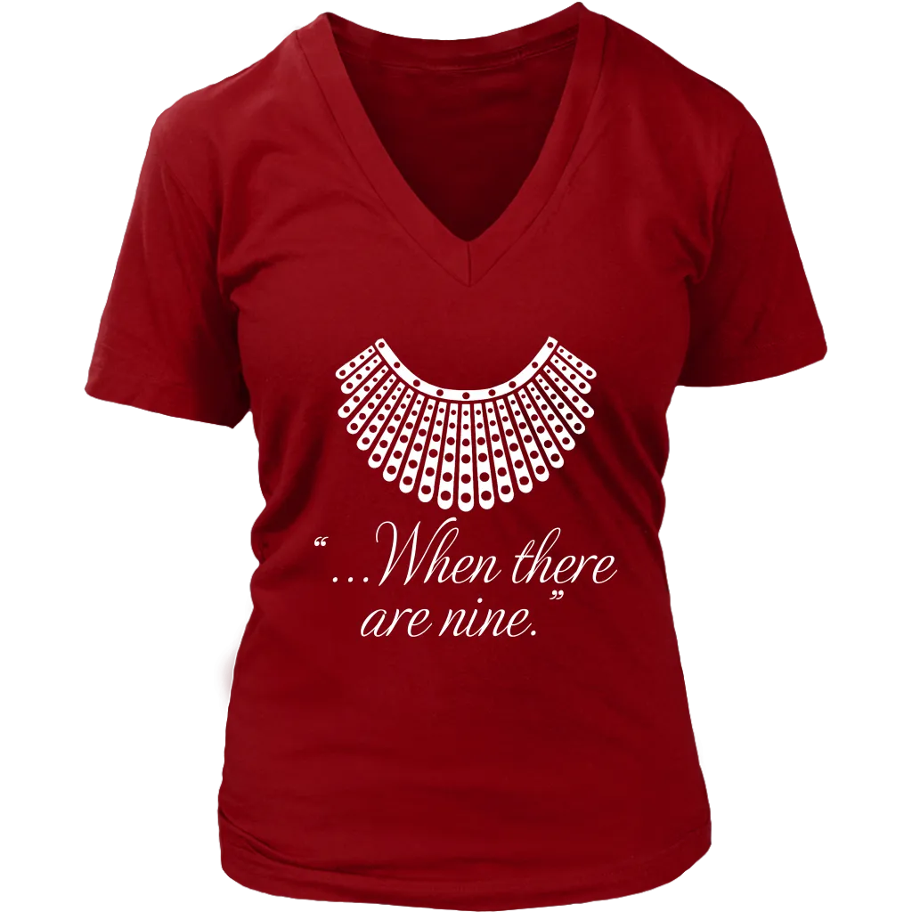 "When there are nine" V-neck Tshirt